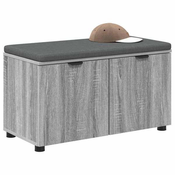 vidaXL Hall Bench with Cushion with Door Grey Sonoma 80 x 46 x 46 cm