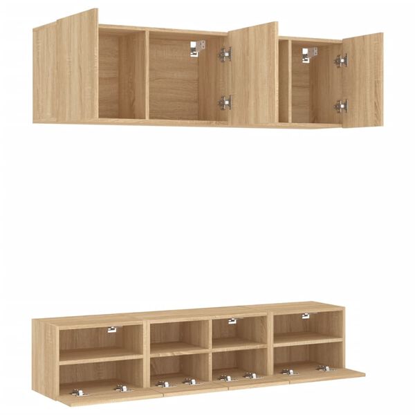 vidaXL 5 Piece TV Wall Units Sonoma Oak Engineered Wood