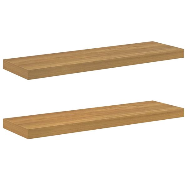 vidaXL Wall Shelf 2 pcs Brown 80 x 23.5 x 4 cm Engineered Wood