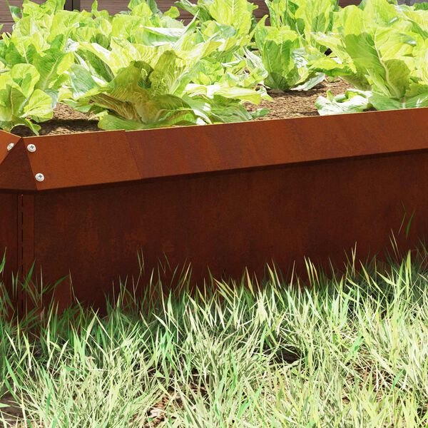 vidaXL Snail Fence 16 pcs Rusty 100 x 3.5 x 25 cm Weathering Steel