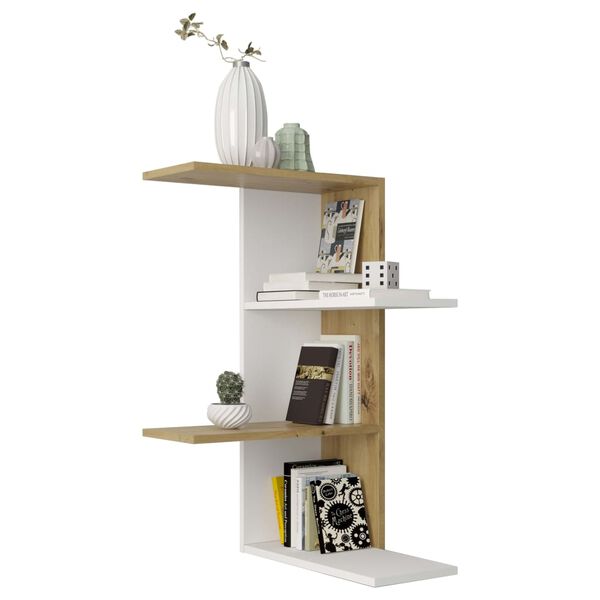 FMD Wall-mounted Corner Shelf White Artisan Oak