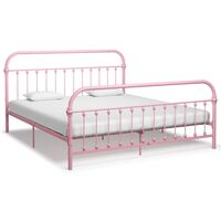 vidaXL Bed Frame Pink Metal 180x200 cm Super King
