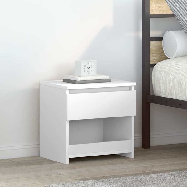 vidaXL Bedside Cabinet High Gloss White 40x30x39 cm Engineered Wood
