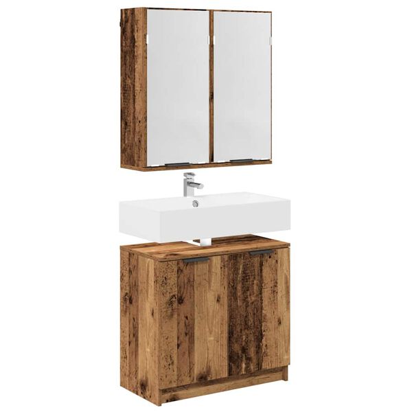 vidaXL Bathroom Cabinet Set with Shelf Old Wood Engineered Wood