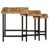vidaXL Nesting Coffee Tables 3 pcs Solid Rough Mango Wood and Iron