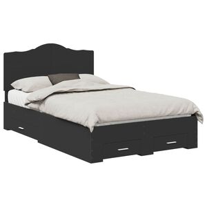 vidaXL Bed Frame with Headboard Black 135 x 190 cm Engineered Wood