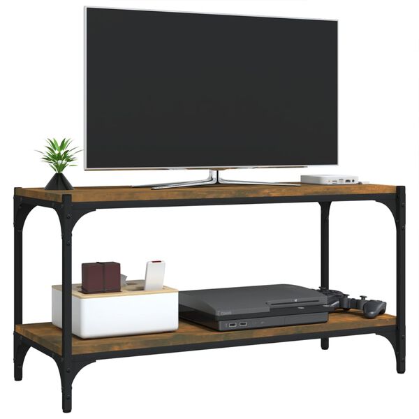 vidaXL TV Cabinet Smoked Oak 80x33x41 cm Engineered Wood and Steel