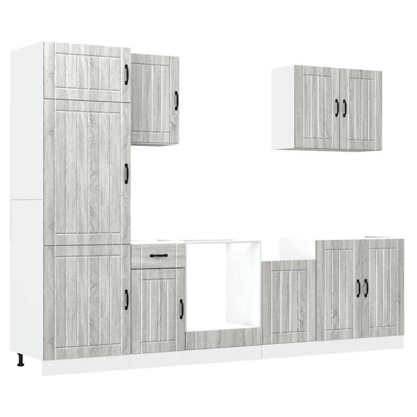 vidaXL 7 Piece Kitchen Cabinet Set Lucca Grey Sonoma Engineered Wood