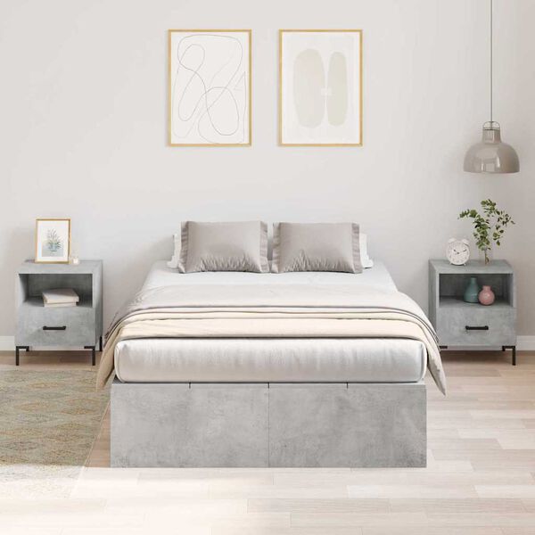 vidaXL Storage Bed Frame Concrete Grey 120 x 200 cm Engineered Wood