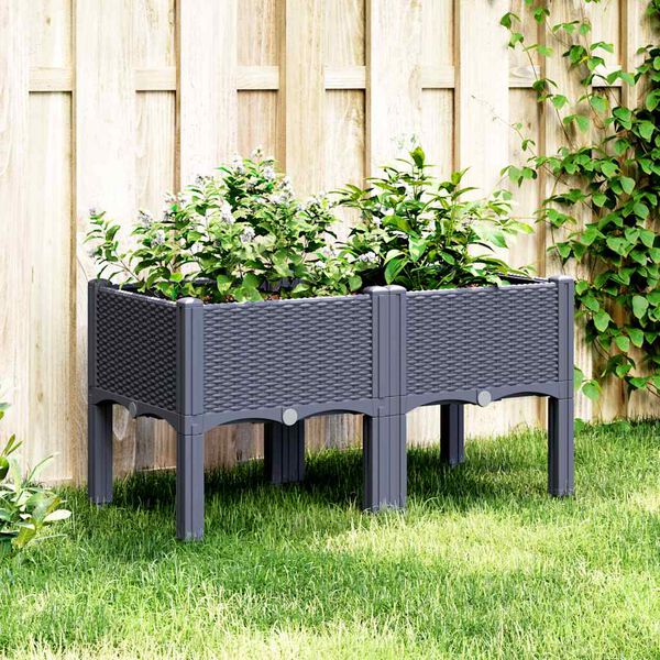 vidaXL Garden Planter with Legs Blue Grey 80x40x42 cm PP