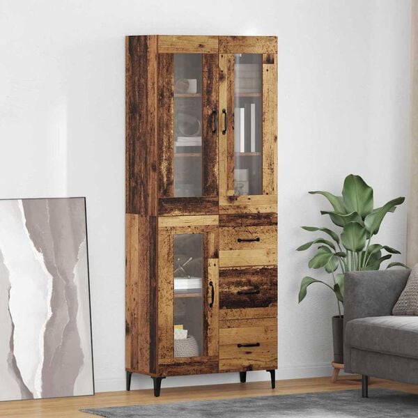 vidaXL Highboard Old Wood 69.5 x 34 x 180 cm Engineered Wood