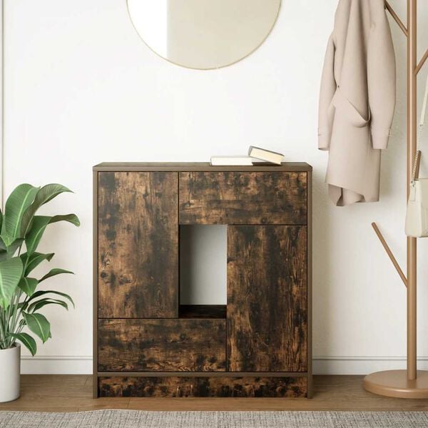 vidaXL Sideboard with Drawers and Doors Smoked Oak 70.5x34x74.5 cm