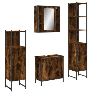 vidaXL 4 Piece Bathroom Cabinet Set Smoked Oak Engineered Wood