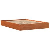 vidaXL Bed Frame Wax Brown 120x190 cm Small Double Solid Wood Pine