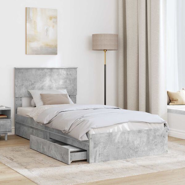 vidaXL Storage Bed Concrete Grey 75 x 190 cm Engineered Wood