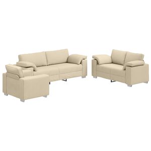 vidaXL Sofa 3 pcs Cream Fabric