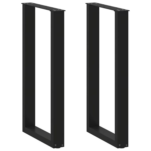 vidaXL Bar Table Legs U-Shaped 2 pcs Black 40x(90-91) cm Steel