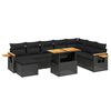 vidaXL 9 Piece Garden Sofa Set with Cushions Black Poly Rattan Acacia