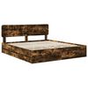 vidaXL Bed Frame with Drawer Smoked Oak 200 x 200 cm Engineer Wood