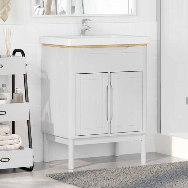 vidaXL Bathroom Sink Cabinet with Shelf FLORO White 60 x 40 x 80 cm