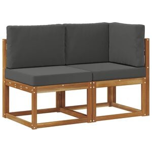 vidaXL Outdoor Middle and Corner Sofa 2 Piece Natural and Anthracite