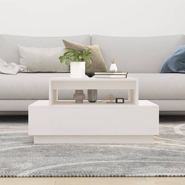 vidaXL Coffee Table White 80x55x40.5 cm Solid Wood Pine