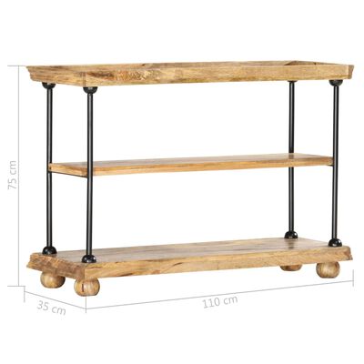 vidaXL 2-Tier Bookshelf 110x35x75 cm Solid Mango Wood and Steel