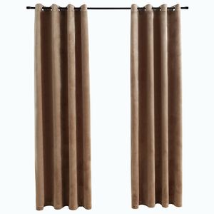 vidaXL Blackout Curtains with Rings 2 pcs Velvet Beige 140x175 cm
