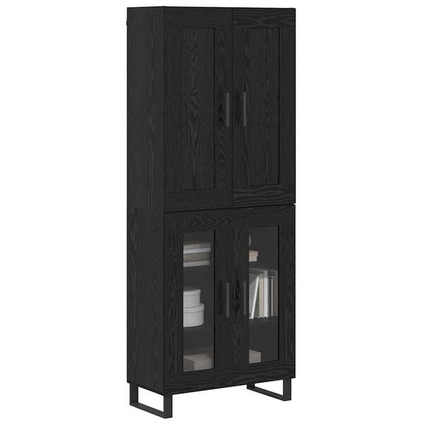 vidaXL Highboard Black Oak 69.5 x 34 x 180 cm Engineered Wood