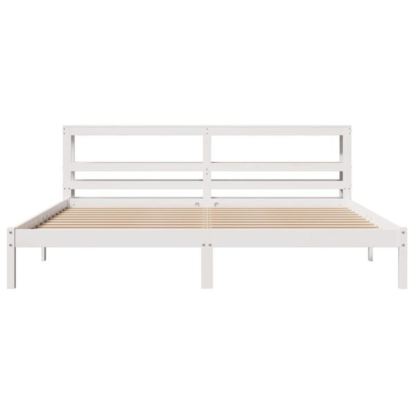 vidaXL Bed Frame without Mattress White 180x200 cm Super King Solid Wood Pine