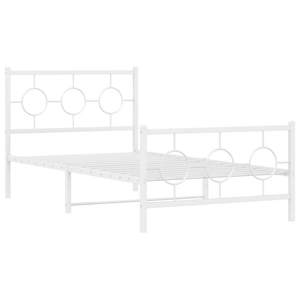 vidaXL Metal Bed Frame without Mattress with Footboard White 100x190cm