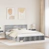 vidaXL Bed Frame with Shelf Grey Sonoma 200 x 200 cm Engineered Wood