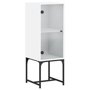 vidaXL Side Cabinet with Glass Doors White 35x37x100 cm