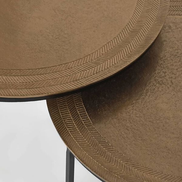 LABEL51 2 Piece Coffee Table Set Circle Antique Gold/Black