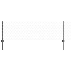 vidaXL Hexagonal Fence with Post 25 x 0.6 m PVC-Coated Steel Grey Mesh