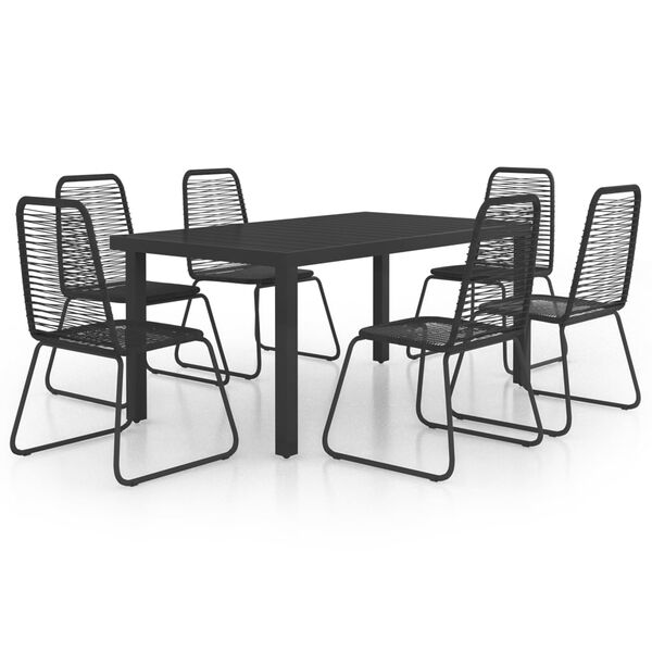 vidaXL 7 Piece Garden Dining Set PVC Rattan Black