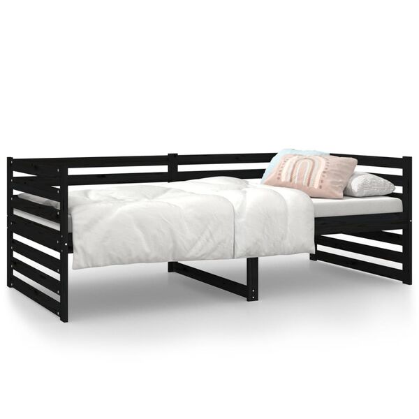 vidaXL Day Bed without Mattress Black 90x190cm Solid Wood Pine