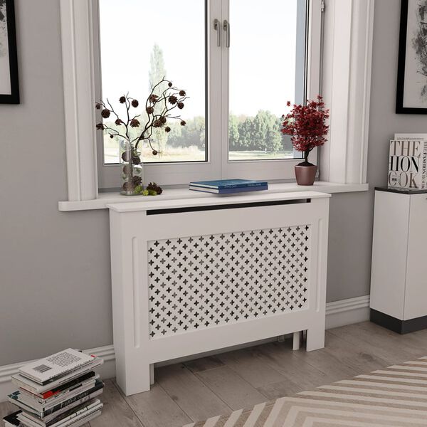 vidaXL Radiator Covers 2 pcs White 112x19x81.5 cm MDF