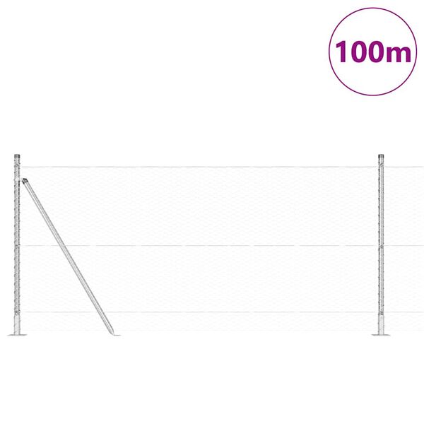 vidaXL Fence Post Silver 100 x 1 m (25 mm mesh) Steel