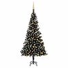vidaXL Artificial Pre-lit Christmas Tree with Ball Set Black 210 cm PVC
