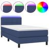 vidaXL Box Spring Bed with Mattress&LED Blue 90x190cm Fabric