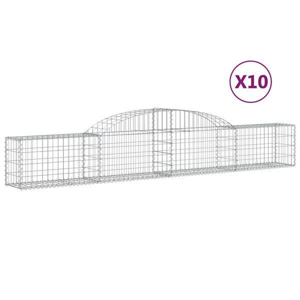 vidaXL Arched Gabion Baskets 10 pcs 300x30x40/60 cm Galvanised Iron