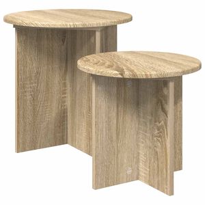 vidaXL Side Table Set 2 pcs Sonoma Oak &Oslash; 45 x 45 cm Engineered Wood