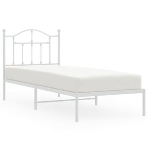 vidaXL Metal Bed Frame without Mattress with Headboard White 80x200cm