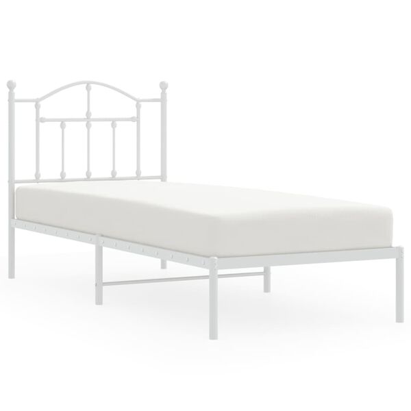 vidaXL Metal Bed Frame without Mattress with Headboard White 80x200cm