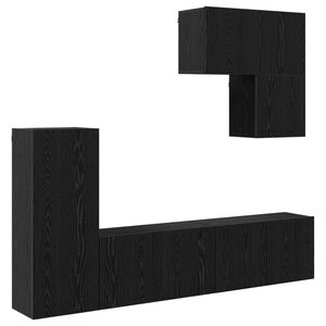 vidaXL TV Wall Unit 5 pcs Black Oak Engineered Wood