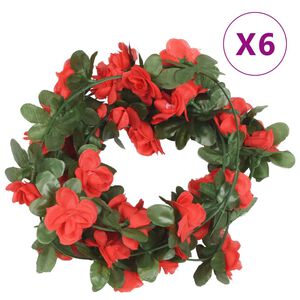 vidaXL Flower Garlands 6 pcs Spring Red 250 cm