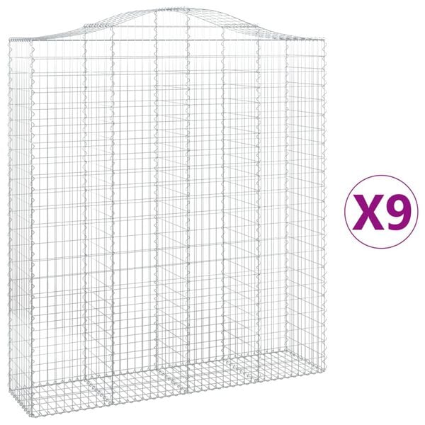 vidaXL Arched Gabion Baskets 9 pcs 200x50x220/240 cm Galvanised Iron