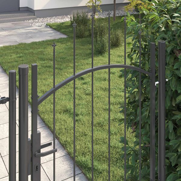 vidaXL Garden Gate with Lock Grey 175 x 100 cm Steel