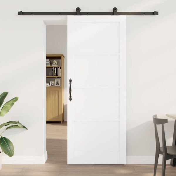 vidaXL Sliding Door White and Black 83 x 211 cm Solid Pine Wood
